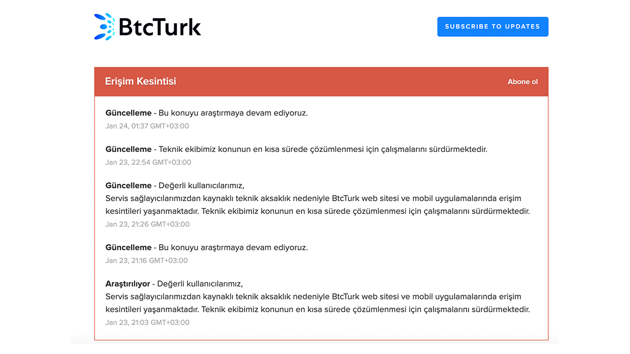 BTC Piyasası: BtcTurk Çöktü Mü? BtcTurk Erişim Sıkıntıları 1