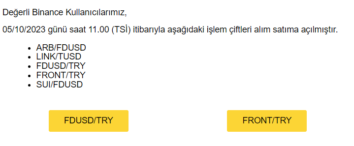 BTC Piyasası: Binance’ten Türkiye Kullanıcılarına Özel İki Altcoin Listelemesi! 1