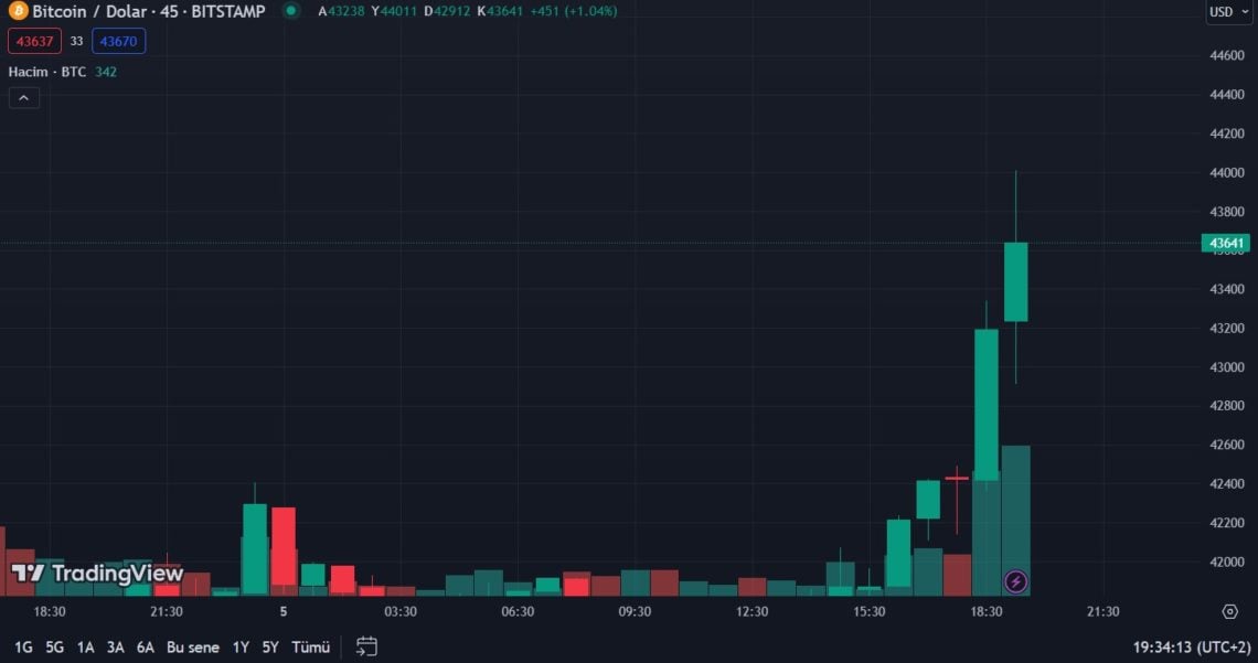 Ulaş Utku Bozdoğan: Bitcoin, 44.000 dolar düzeyine ulaştı 1