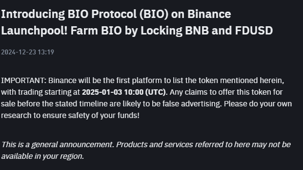 Binance'dan Yeni Bir Proje: BIO Protocol (BIO)