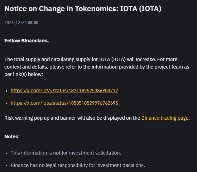 Binance'dan IOTA Yatırımcılarına Önemli Uyarı