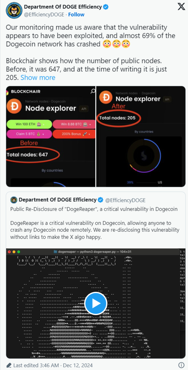 Dogecoin Ağında Güvenlik Açığı: Hacker'ın Etkisi