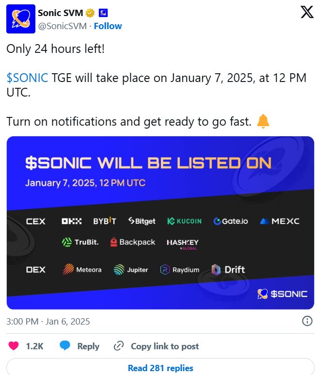 Sonic SVM'den SONIC Coin İçin Airdrop ve Listeleme Duyurusu