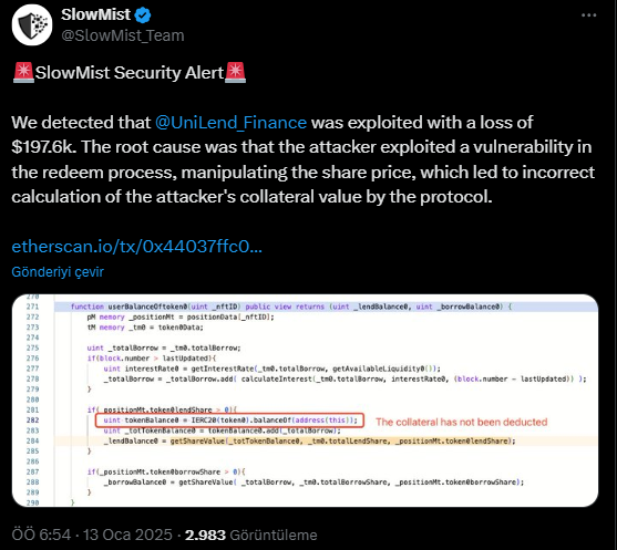 UniLend Güvenlik İhlali: 197.600 Dolar Kaybı