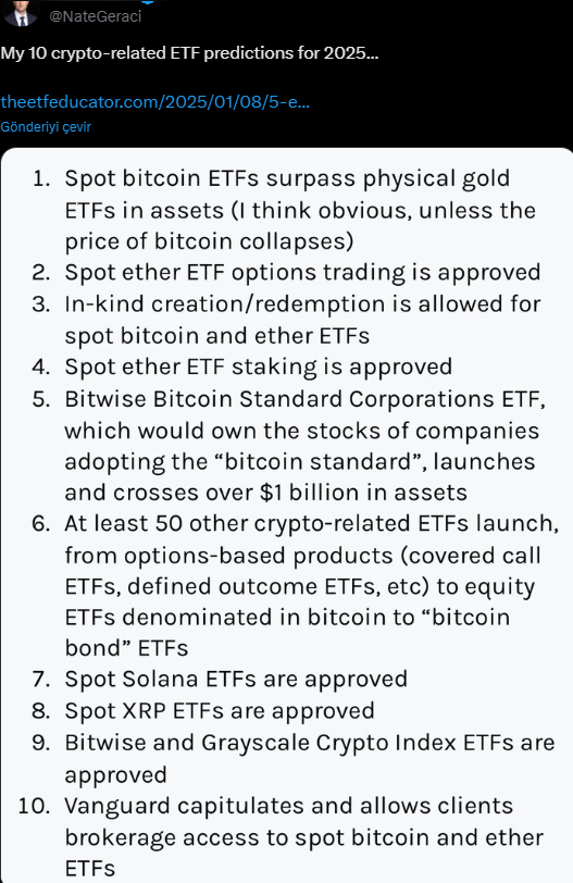 ETF Store Başkanı Nate Geraci'den Önemli Açıklamalar