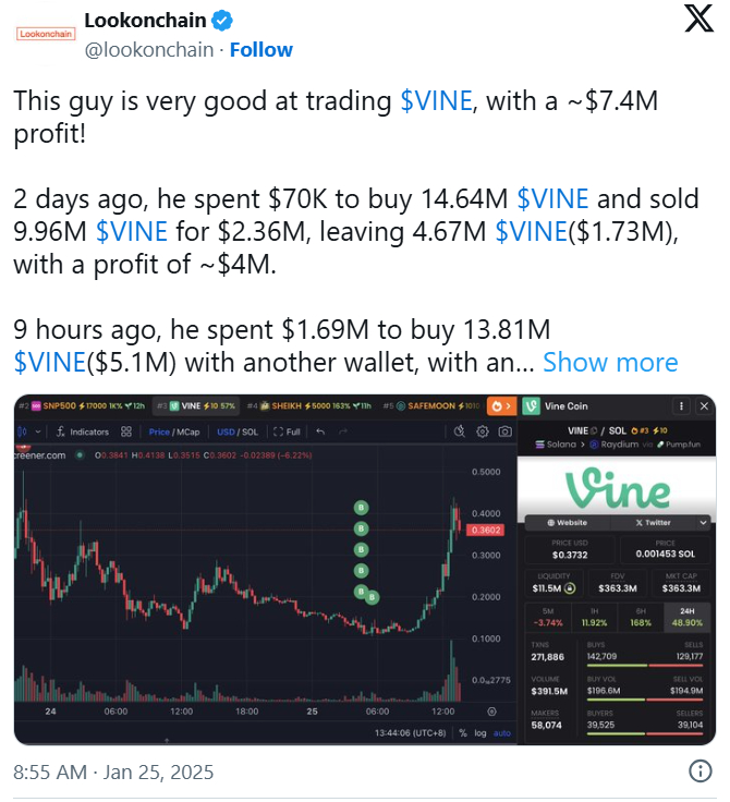 VINE Token ile Büyük Kâr Elde Eden Trader